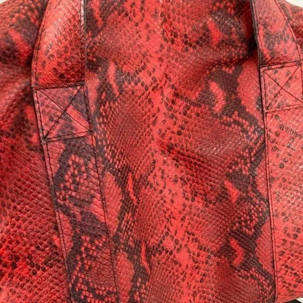 Lalla Marrakech Snake Printed Leather Convertible Shoulder Travel Bag